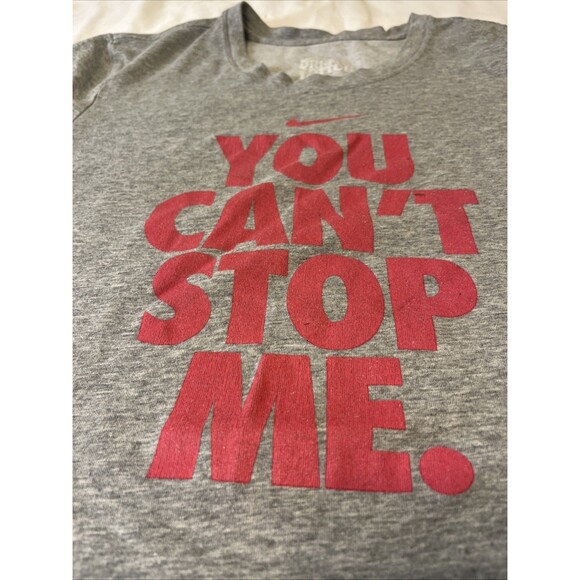 Nike Dri Fit Cotton Tee Women’s Med Grey Pink You Can’t Stop Me T Shirt - Picture 2 of 12